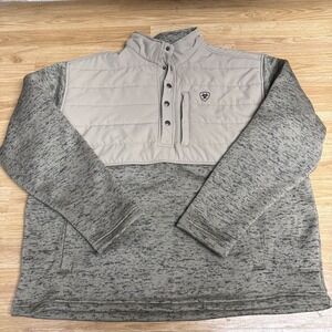 Ariat Sweater Mens 2XL Beige Desert Tan Caldwell Reinforced Snap Jacket Pockets